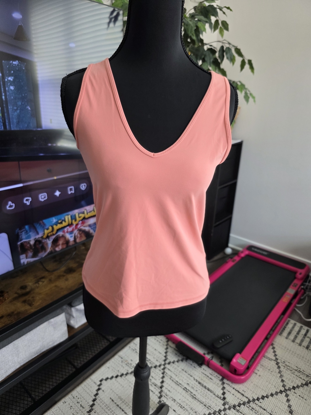 Athleta Coral Pink V-Neck Tank Top